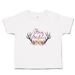 Toddler Girl Clothes Big Sister with Wreath of Flowers and Deer Horns Cotton