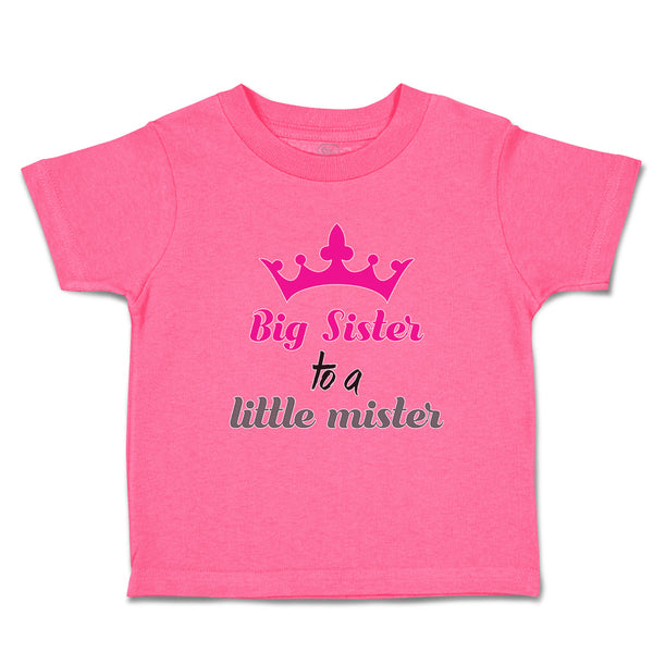 Toddler Girl Clothes Big Sister to A Little Mister with Pink Crown Toddler Shirt