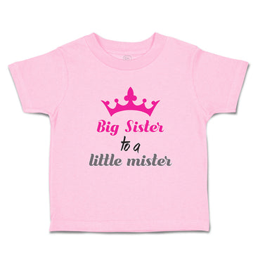 Toddler Girl Clothes Big Sister to A Little Mister with Pink Crown Toddler Shirt