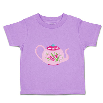 Toddler Girl Clothes Rose Print Teapot Food and Beverages Tea Toddler Shirt