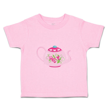 Toddler Girl Clothes Rose Print Teapot Food and Beverages Tea Toddler Shirt