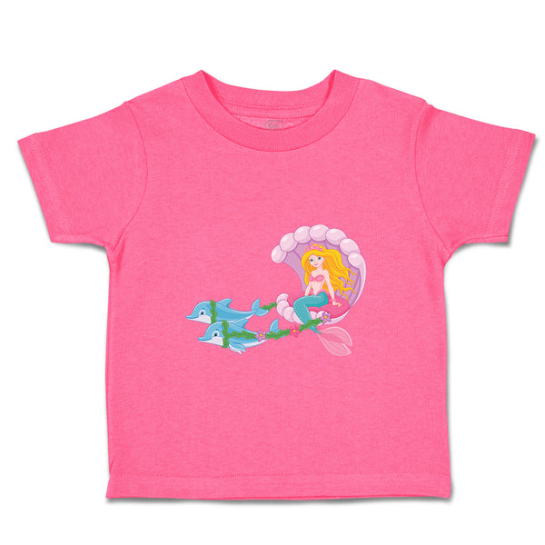 Toddler Girl Clothes Mermaid in Seashell Pink with Dolphins Girly Others Cotton