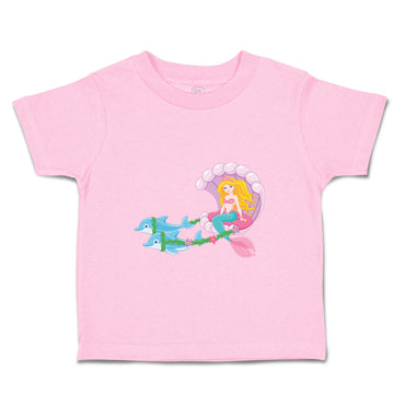 Toddler Girl Clothes Mermaid in Seashell Pink with Dolphins Girly Others Cotton