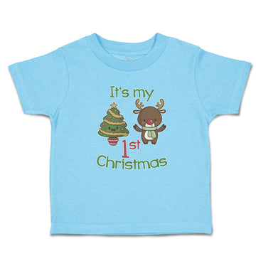 Toddler Clothes It's My 1St Christmas with Tree Decorated and Toy Deer Cotton