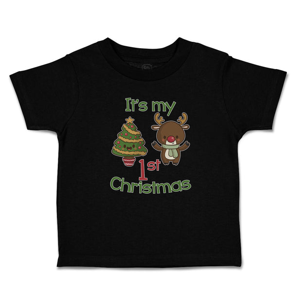 Toddler Clothes It's My 1St Christmas with Tree Decorated and Toy Deer Cotton