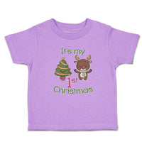 Toddler Clothes It's My 1St Christmas with Tree Decorated and Toy Deer Cotton