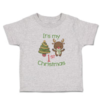 Toddler Clothes It's My 1St Christmas with Tree Decorated and Toy Deer Cotton