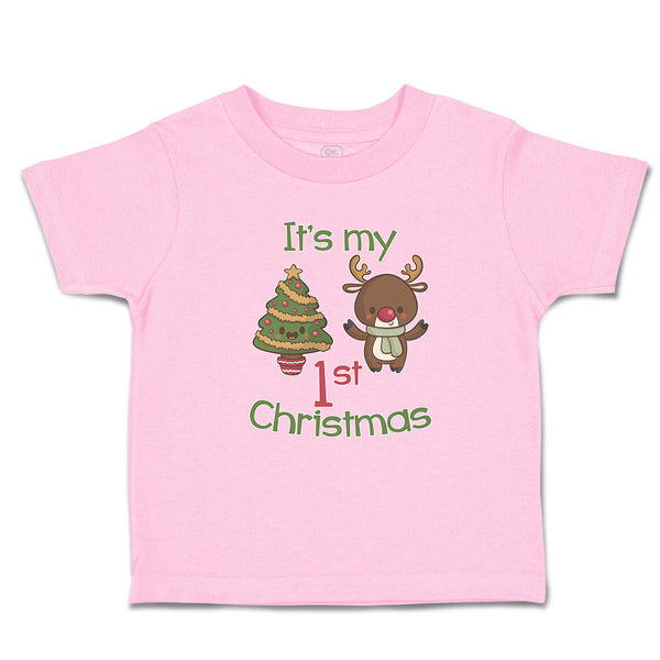 Toddler Clothes It's My 1St Christmas with Tree Decorated and Toy Deer Cotton