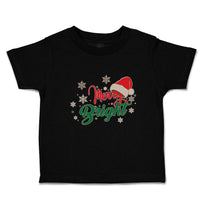 Toddler Clothes Merry Bright with Christmas Santa Cap Toddler Shirt Cotton