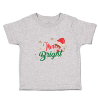 Toddler Clothes Merry Bright with Christmas Santa Cap Toddler Shirt Cotton