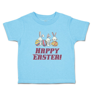 Toddler Clothes Happy Easter! 3 Rabbit with Easter Colourful Eggs Toddler Shirt