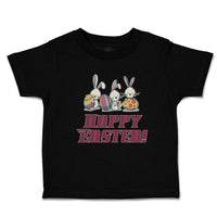 Toddler Clothes Happy Easter! 3 Rabbit with Easter Colourful Eggs Toddler Shirt