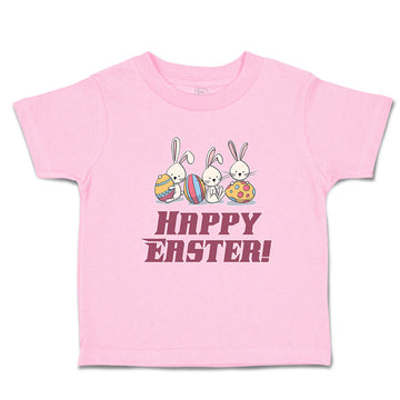 Toddler Clothes Happy Easter! 3 Rabbit with Easter Colourful Eggs Toddler Shirt