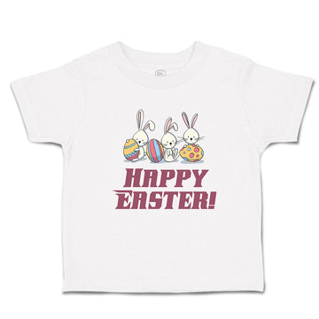 Toddler Clothes Happy Easter! 3 Rabbit with Easter Colourful Eggs Toddler Shirt