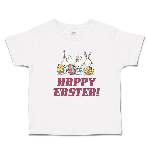 Toddler Clothes Happy Easter! 3 Rabbit with Easter Colourful Eggs Toddler Shirt