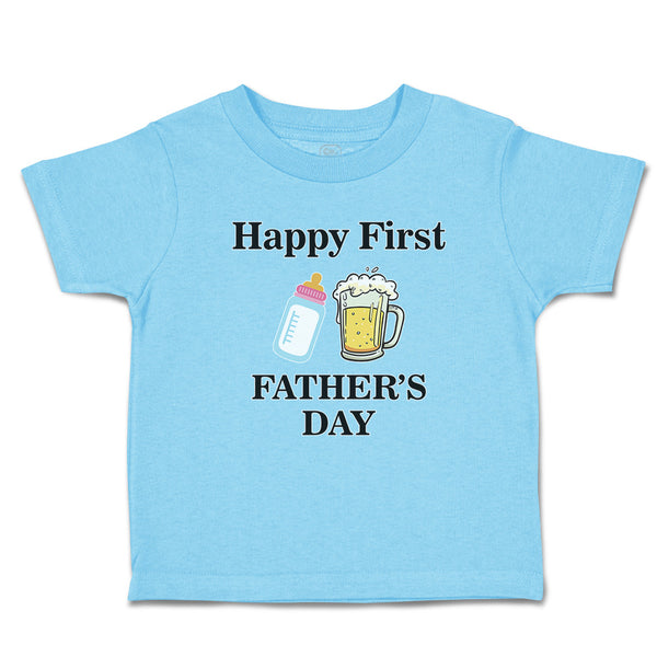 Toddler Clothes Happy First Father's Days with Beer Glass and Feeding Bottle