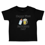 Toddler Clothes Happy First Father's Days with Beer Glass and Feeding Bottle