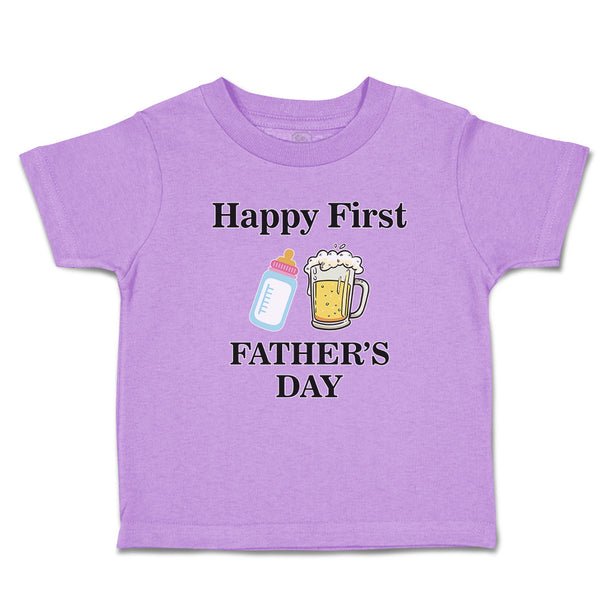 Toddler Clothes Happy First Father's Days with Beer Glass and Feeding Bottle