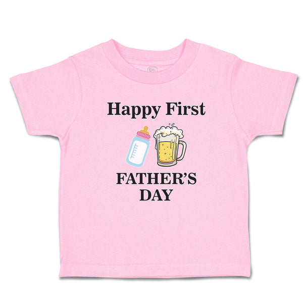 Toddler Clothes Happy First Father's Days with Beer Glass and Feeding Bottle