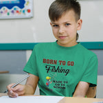 Born to Go Fishing Made to Go to School Boy with Fishing Net Hat and Bag