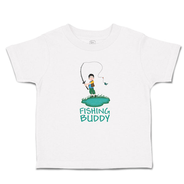 Toddler Clothes Fishing Buddy Boy with Fishing Net and Fish Toddler Shirt Cotton