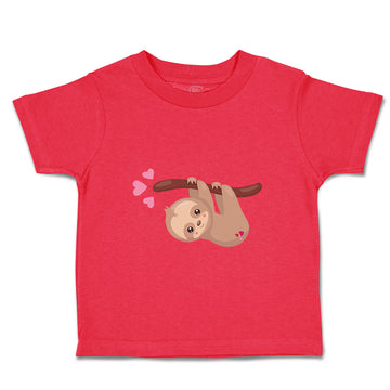 Toddler Clothes Valentine Sloth Branch Pink Hearts Valentins Day Toddler Shirt