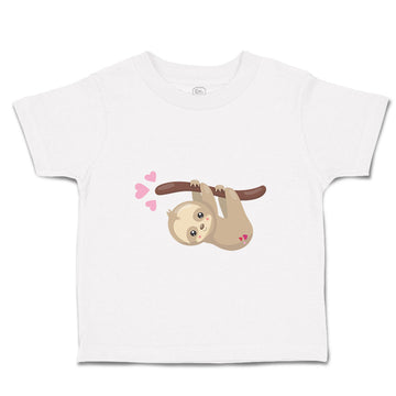 Toddler Clothes Valentine Sloth Branch Pink Hearts Valentins Day Toddler Shirt