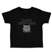 Toddler Clothes Happy Meow Year Pet Animal Cat Face with Sunglass and Bow Cotton