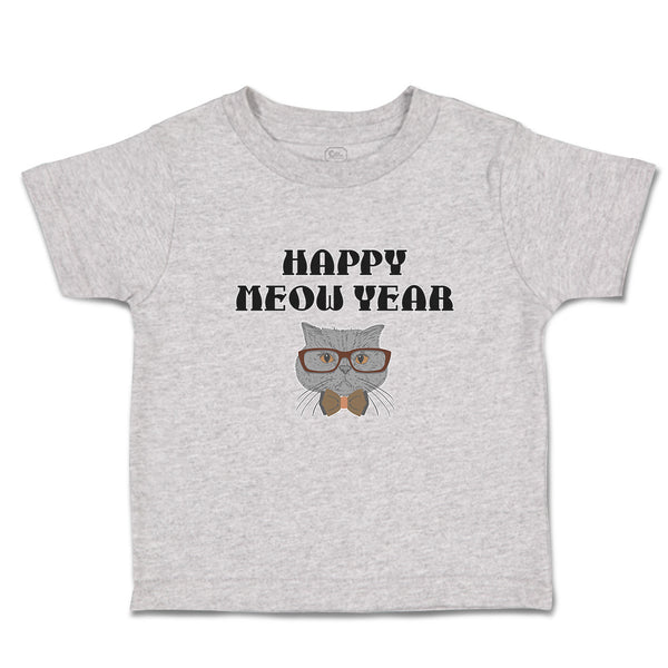 Happy Meow Year Pet Animal Cat Face with Sunglass and Bow