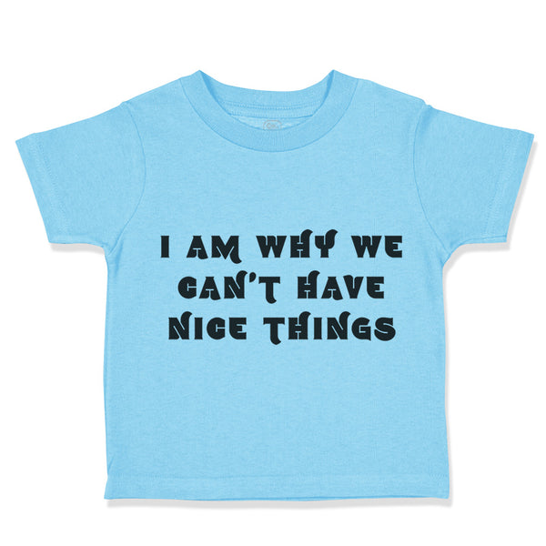 Toddler Clothes I Am Why We Can'T Have Nice Things Funny Humor Toddler Shirt