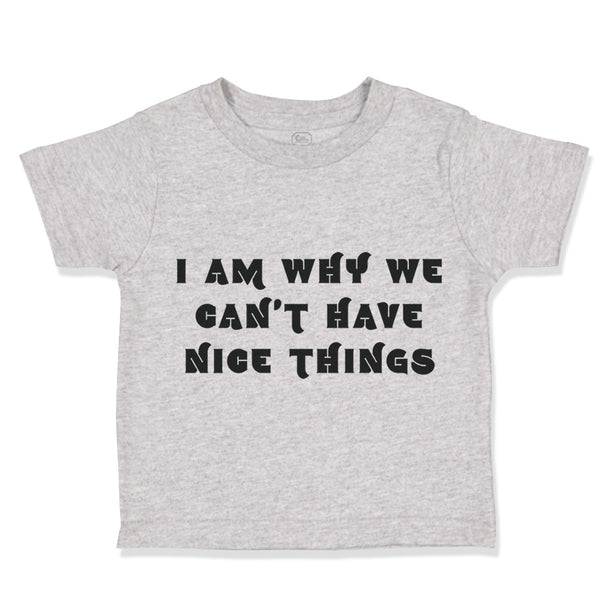 Toddler Clothes I Am Why We Can'T Have Nice Things Funny Humor Toddler Shirt