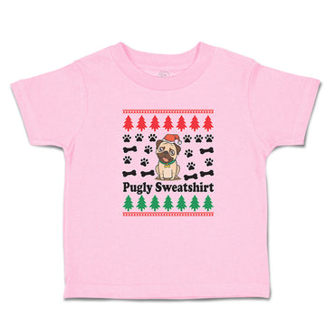 Toddler Clothes Pugly Sweatshirt Dog with Christmas Hat and Bones and Paw Cotton
