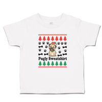 Toddler Clothes Pugly Sweatshirt Dog with Christmas Hat and Bones and Paw Cotton