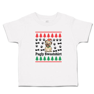Toddler Clothes Pugly Sweatshirt Dog with Christmas Hat and Bones and Paw Cotton
