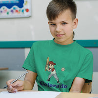 Colorado Boy Playing Baseball Sport Bat and Ball