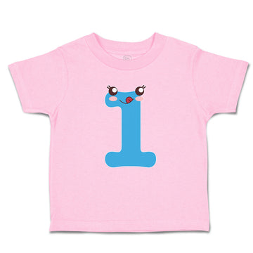 Toddler Clothes Numeric 1 Shows Birthday Sign with Funny Face Toddler Shirt