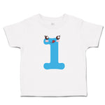 Toddler Clothes Numeric 1 Shows Birthday Sign with Funny Face Toddler Shirt