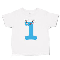 Toddler Clothes Numeric 1 Shows Birthday Sign with Funny Face Toddler Shirt