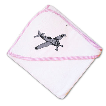 Baby Hooded Towel Military Plane #47 Embroidery Kids Bath Robe Cotton