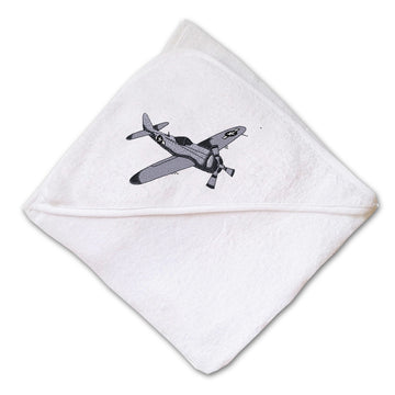 Baby Hooded Towel Military Plane #47 Embroidery Kids Bath Robe Cotton