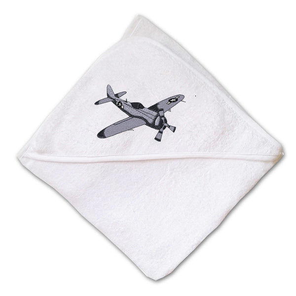 Baby Hooded Towel Military Plane #47 Embroidery Kids Bath Robe Cotton - Cute Rascals