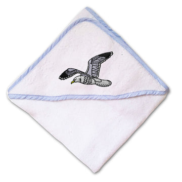 Baby Hooded Towel Sea Gull Embroidery Kids Bath Robe Cotton