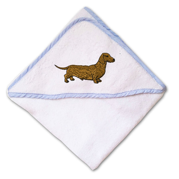 Baby Hooded Towel Dachshund Brown Embroidery Kids Bath Robe Cotton - Cute Rascals