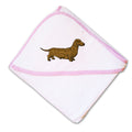 Baby Hooded Towel Dachshund Brown Embroidery Kids Bath Robe Cotton