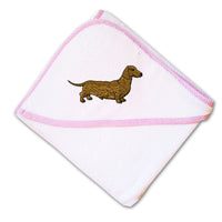 Baby Hooded Towel Dachshund Brown Embroidery Kids Bath Robe Cotton - Cute Rascals