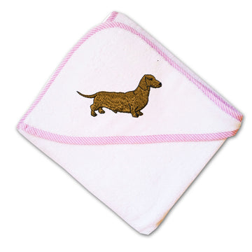Baby Hooded Towel Dachshund Brown Embroidery Kids Bath Robe Cotton
