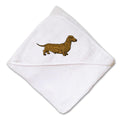 Baby Hooded Towel Dachshund Brown Embroidery Kids Bath Robe Cotton