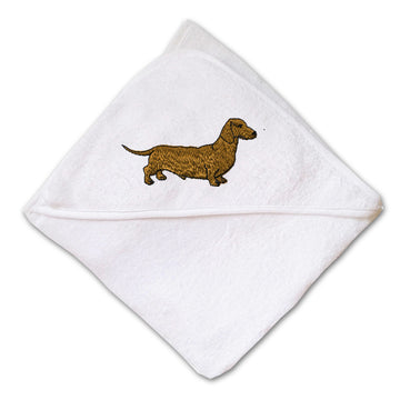 Baby Hooded Towel Dachshund Brown Embroidery Kids Bath Robe Cotton