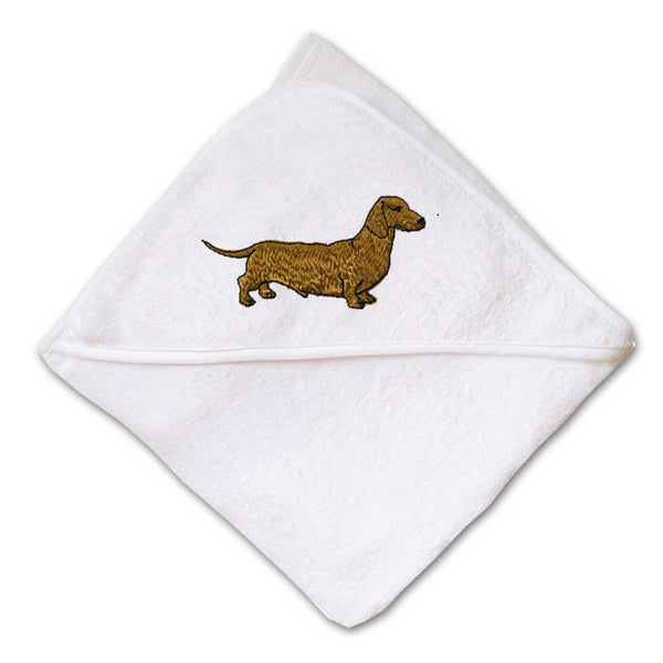Baby Hooded Towel Dachshund Brown Embroidery Kids Bath Robe Cotton - Cute Rascals