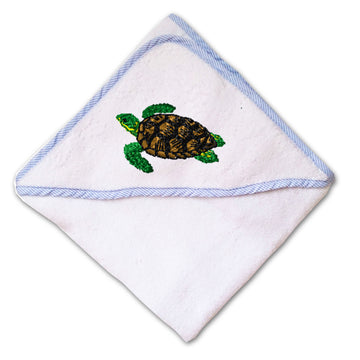 Baby Hooded Towel Sea Turtle A Embroidery Kids Bath Robe Cotton